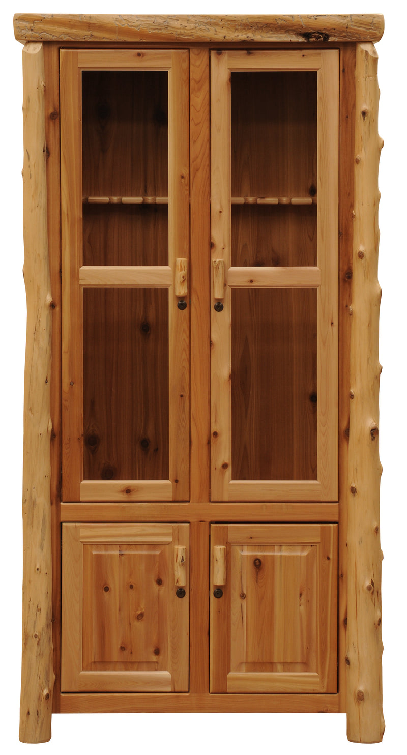 Front view of the Vermejo Peak Cedar Log Eight Gun Cabinet