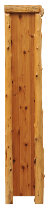 Side view of the Vermejo Peak Cedar Log Eight Gun Cabinet