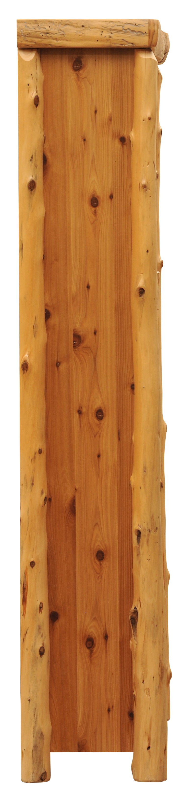 Side view of the Vermejo Peak Cedar Log Eight Gun Cabinet