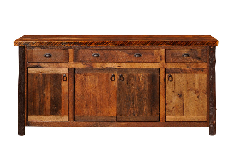 Front view of the Vermilion Peak Barnwood and Hickory Long Buffet