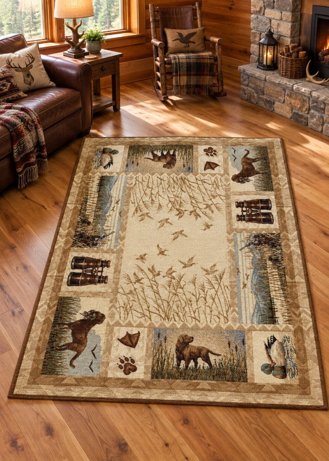 Water Dog Lodge Rug Collection Living Room | The Cabin Shack