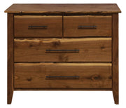 Front view of the Whetstone Mountain Live Edge Walnut Four Drawer Lowboy