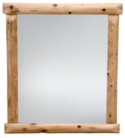Angled view of the Whitehouse Mountain Cedar Log Wall Mirror