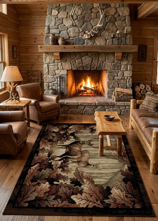 Whitetail Forest Rug Living Room | The Cabin Shack