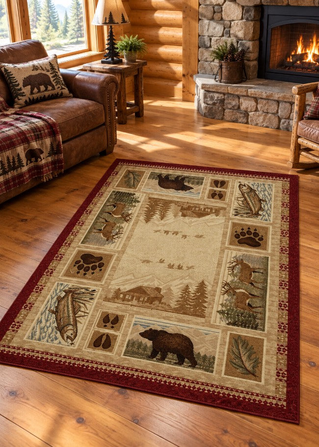 Wild Frontier Lodge Rug Collection Living Room | The Cabin Shack