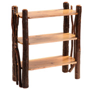 Angled view of the Wolcott Mountain Hickory Log Open Bookcase with Twig Accents
