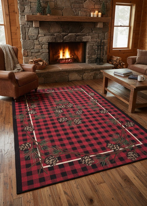 Wooded Pines Red Lodge Rug Collection Living Room | The Cabin Shack
