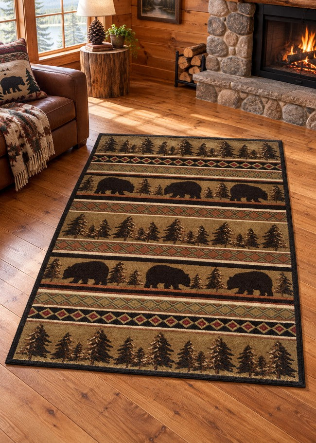 Woodland Bear Rug Living Room | The Cabin Shack