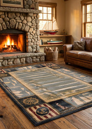 Yachtsmen Blue Rug Collection Living Room | The Cabin Shack