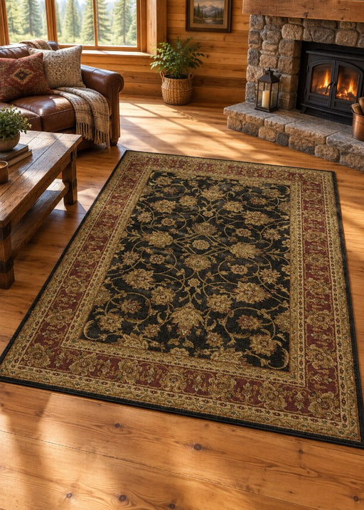 Yasmin Black Lodge Rug Collection Living Room | The Cabin Shack
