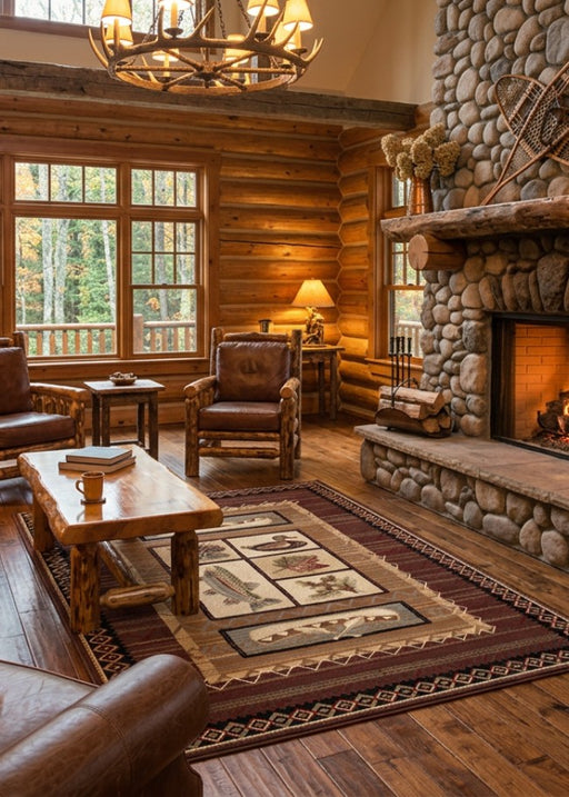 Yellowstone River Run Lodge Rug Collection Living Room | The Cabin Shack