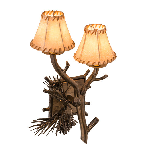 12" Wide Left Forest Pine Cone Wall Sconce 2 | The Cabin Shack