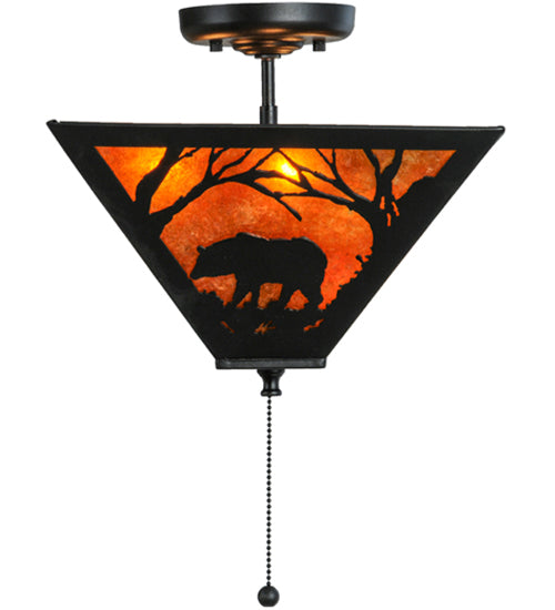 12" Square Woodland Forest Bear Flush Mount Light 1 | The Cabin Shack