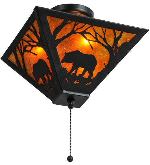 12" Square Woodland Forest Bear Flush Mount Light 3 | The Cabin Shack