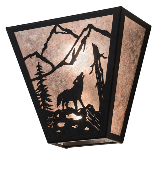 Wrought Iron Wolf Trail Wall Sconce