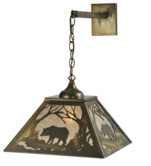 15.5" Wide Woodland Bear Hanging Wall Sconce | The Cabin Shack