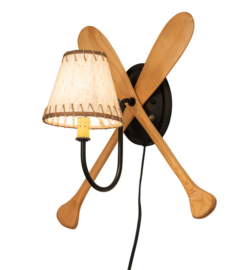 15.5" Wide Burlap Pine Paddle Wall Sconce