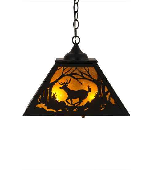 Black Woodland Deer at Dawn Trail Pendant