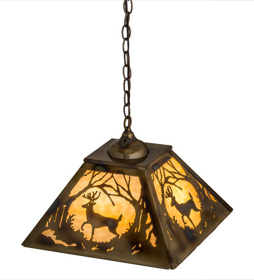 Brass Tint Woodland Deer Trail Pendant Over View | The Cabin Shack