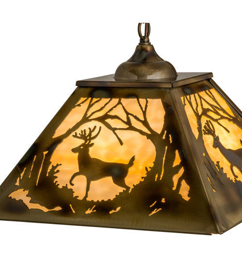 Brass Tint Woodland Deer Trail Pendant Close View | The Cabin Shack