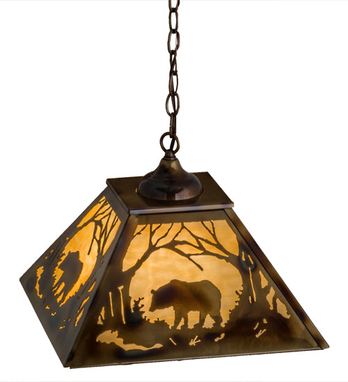Brass Tint Woodland Wandering Bear Pendant Over View | The Cabin Shack