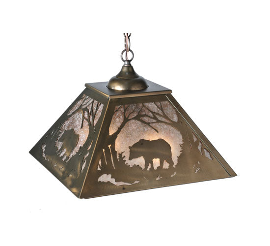 Antique Copper Woodland Wandering Bear Pendant Over View | The Cabin Shack