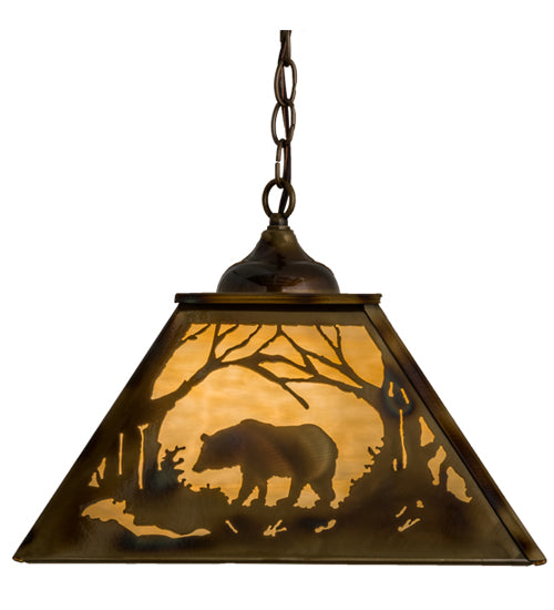 Brass Tint Woodland Wandering Bear Pendant Straight View | The Cabin Shack