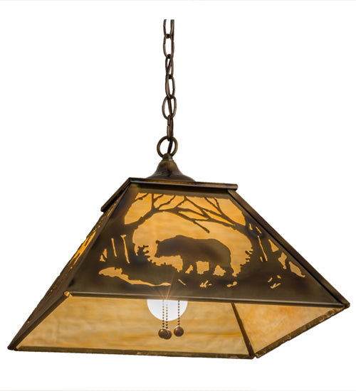 Brass Tint Woodland Wandering Bear Pendant Under View | The Cabin Shack