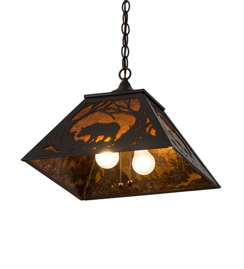 16" Square Woodland Wandering Bear Pendant 4 | The Cabin Shack