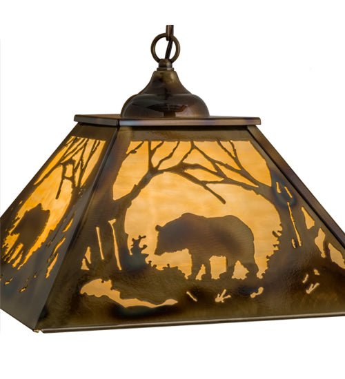 Brass Tint Woodland Wandering Bear Pendant Close View | The Cabin Shack
