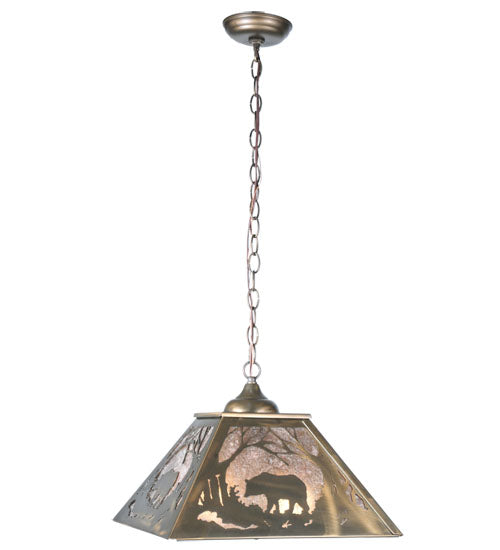 Antique Copper Woodland Wandering Bear Pendant Far View