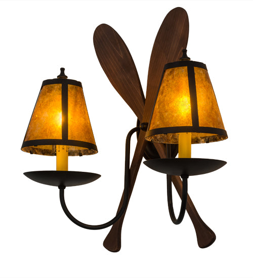 17.5" Wide Amber Mica Paddle Wall Sconce