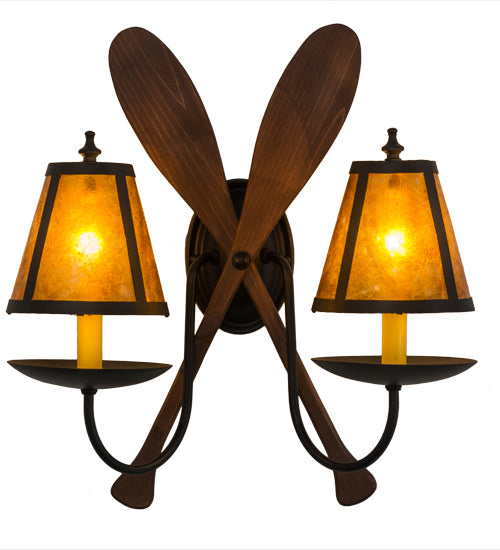 17.5" Wide Amber Mica Paddle Wall Sconce