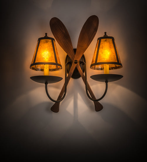 17.5" Wide Amber Mica Paddle Wall Sconce