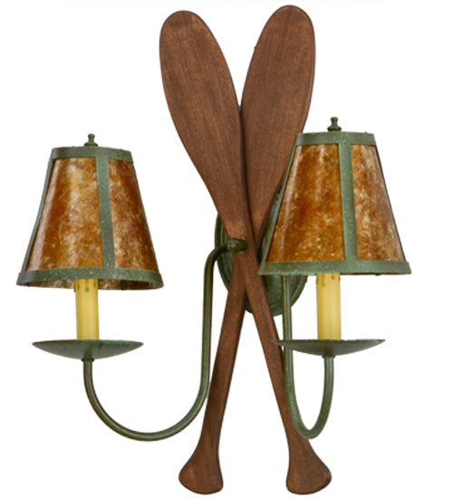 17" Wide Amber Mica Paddle Wall Sconce