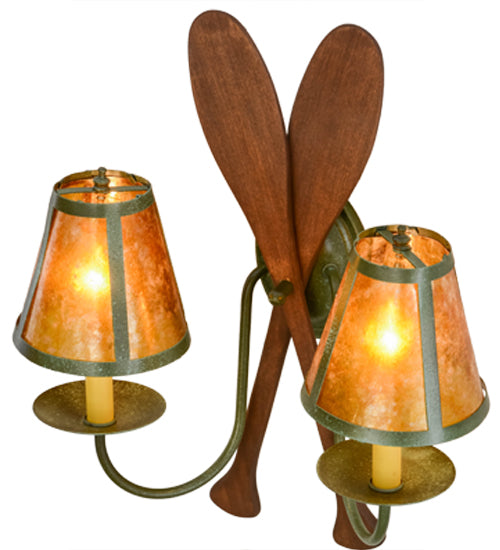 17" Wide Amber Mica Paddle Wall Sconce