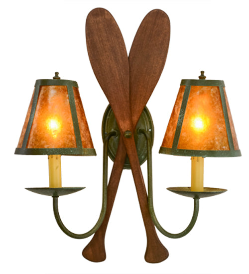 17" Wide Amber Mica Paddle Wall Sconce