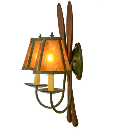 17" Wide Amber Mica Paddle Wall Sconce