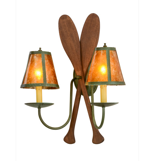 17" Wide Amber Mica Paddle Wall Sconce