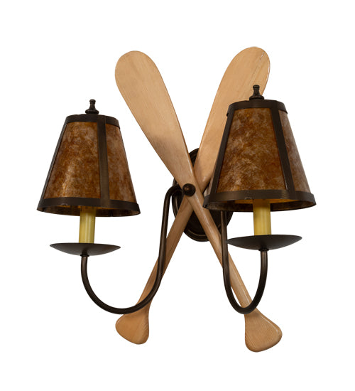 18" Wide Amber Mica Paddle Wall Sconce | The Cabin Shack