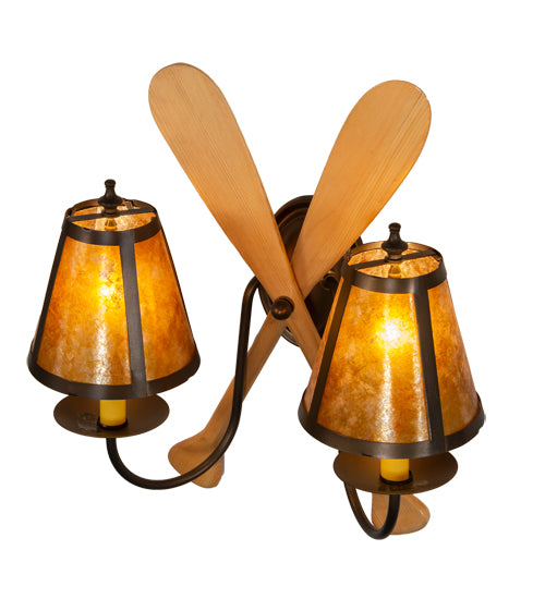 18" Wide Amber Mica Paddle Wall Sconce | The Cabin Shack