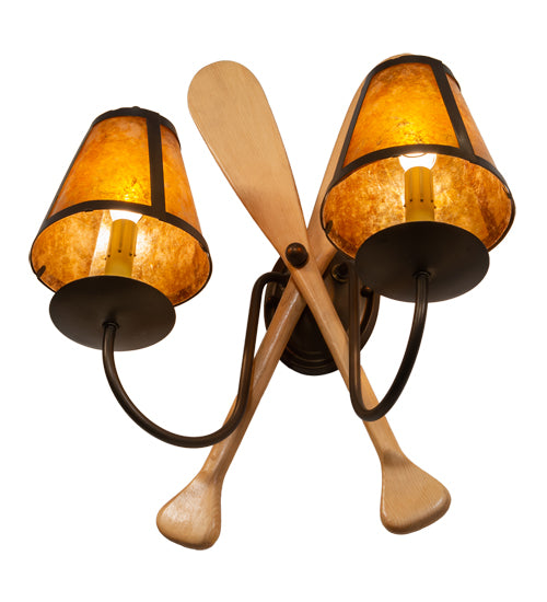18" Wide Amber Mica Paddle Wall Sconce | The Cabin Shack