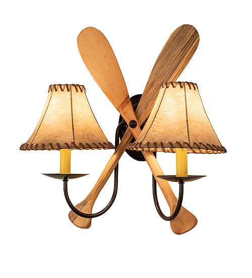 18" Wide Amber Mica Pine Paddle Wall Sconce