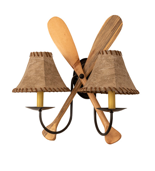 18" Wide Amber Mica Pine Paddle Wall Sconce