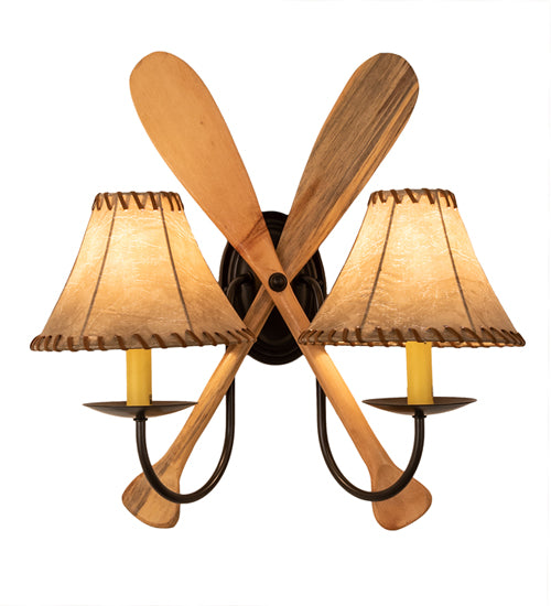 18" Wide Amber Mica Pine Paddle Wall Sconce