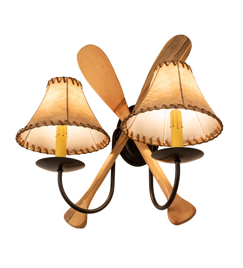 18" Wide Amber Mica Pine Paddle Wall Sconce