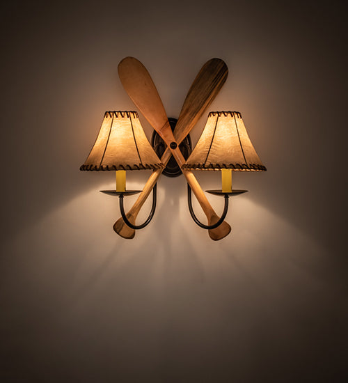 18" Wide Amber Mica Pine Paddle Wall Sconce