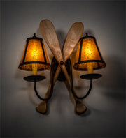 18" Wide Amber Mica Paddle Wall Sconce | The Cabin Shack