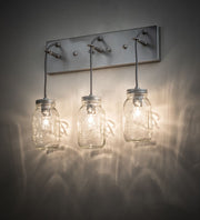 18" Wide Triple Clear Glass Mason Jar Vanity Pendant | The Cabin ShackNickel Clear Glass Mason Jar Vanity Pendant  | The Cabin Shack
