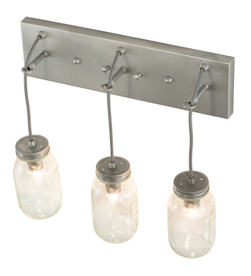 Nickel Clear Glass Mason Jar Vanity Pendant Over View  | The Cabin Shack
